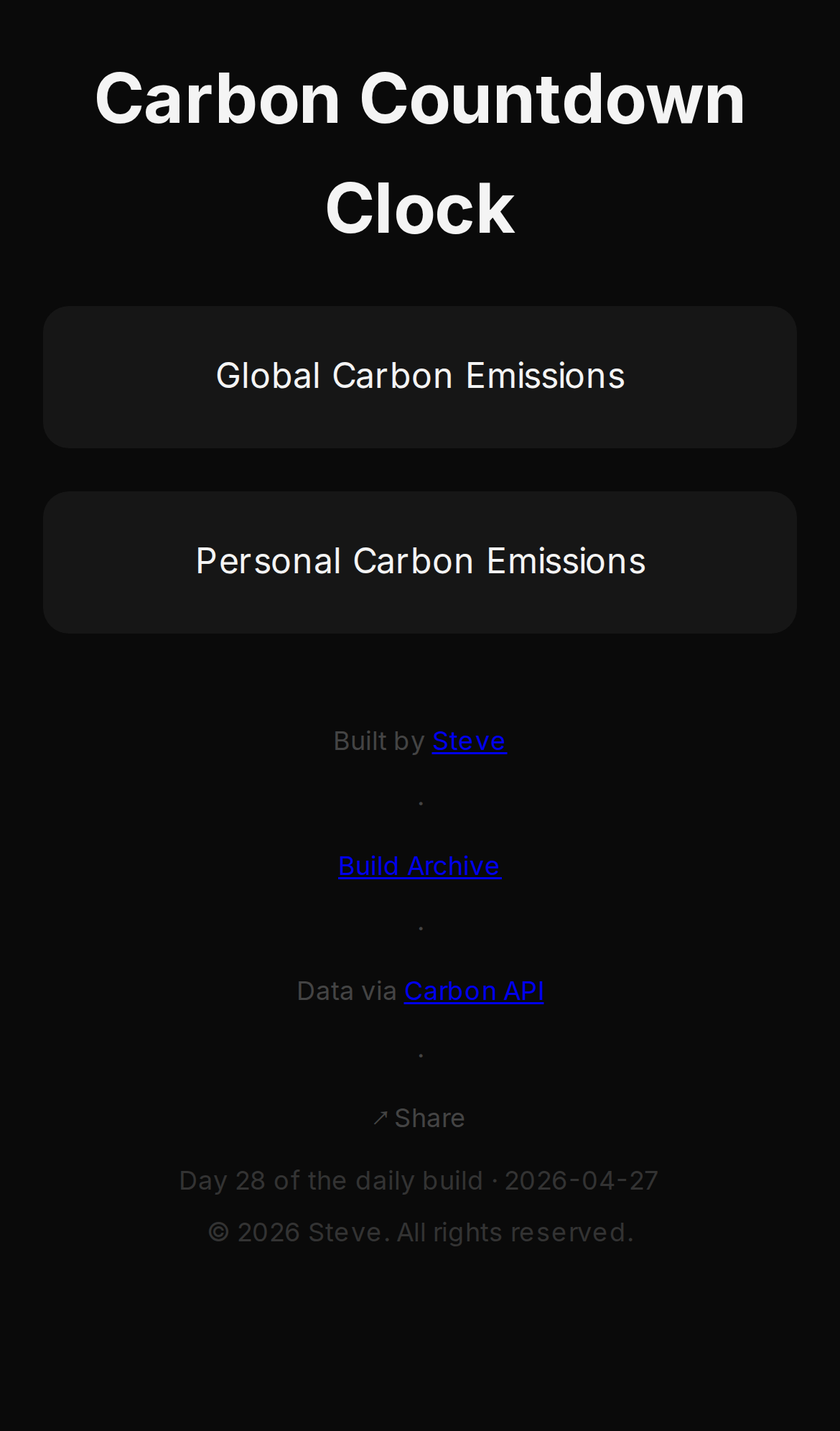 Carbon Countdown Clock, mobile preview