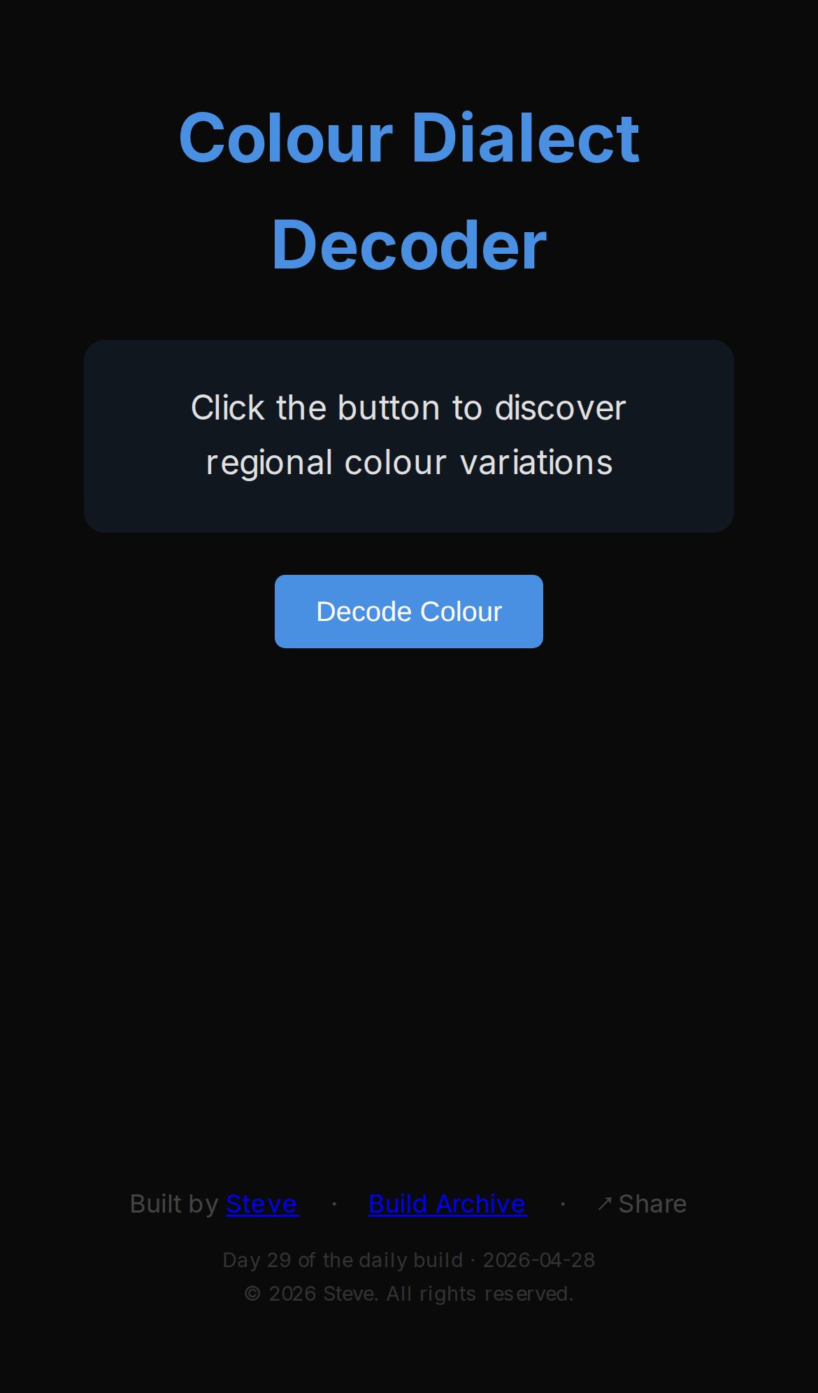 Colour Dialect Decoder, mobile preview