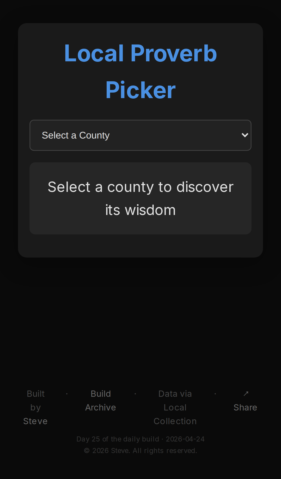 Local Proverb Picker, mobile preview
