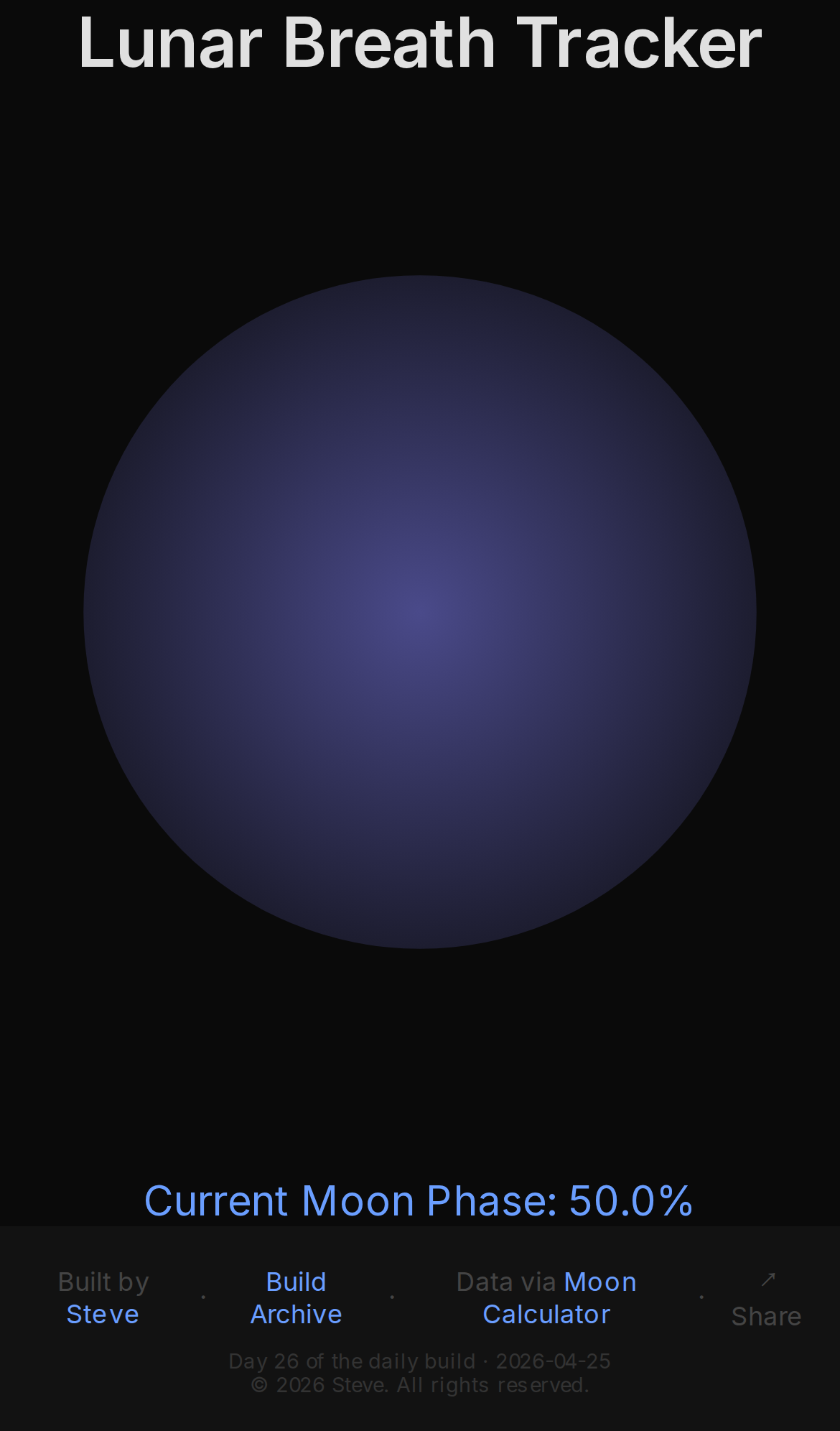 Lunar Breath Tracker, mobile preview