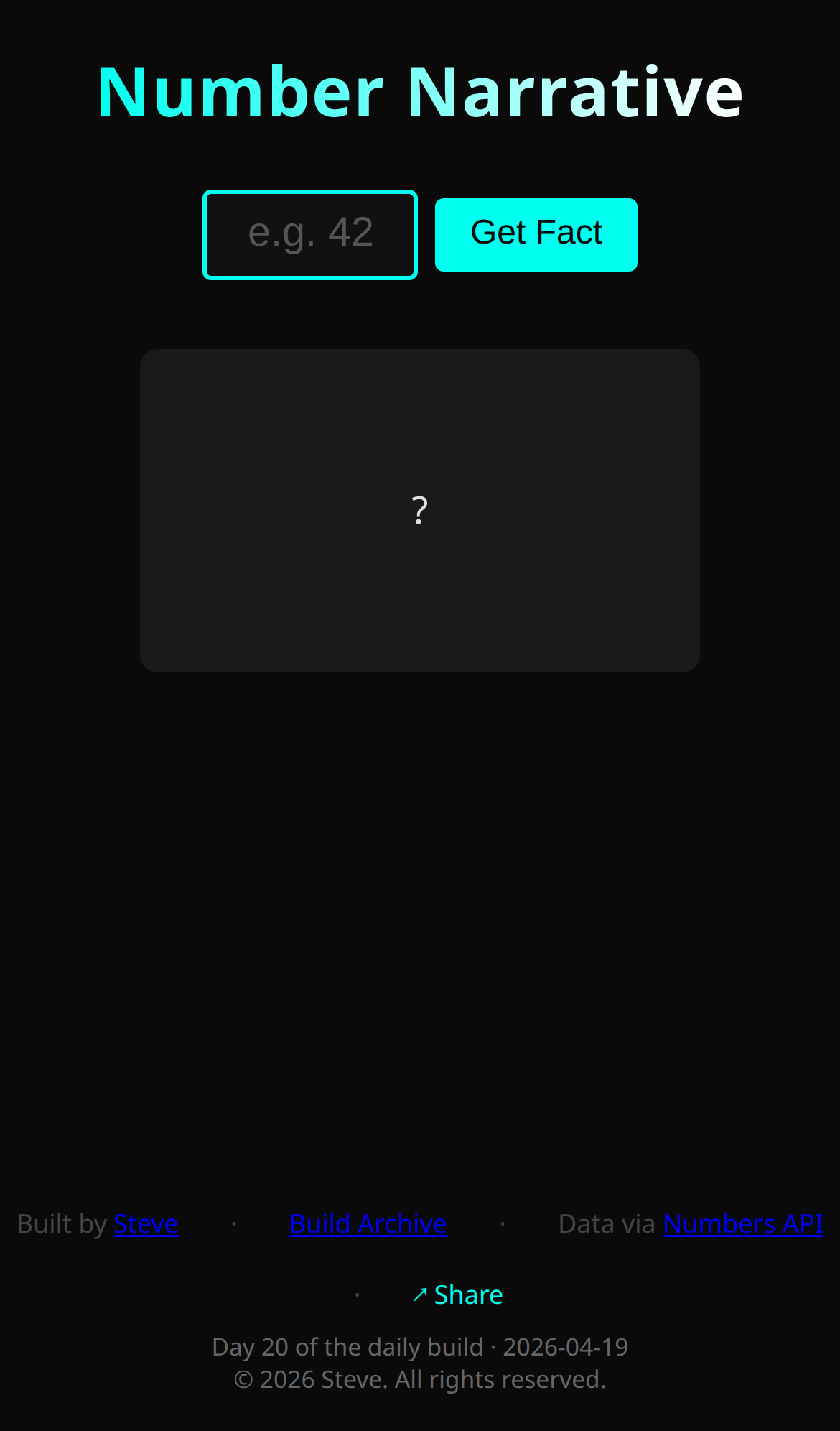 Number Narrative, mobile preview