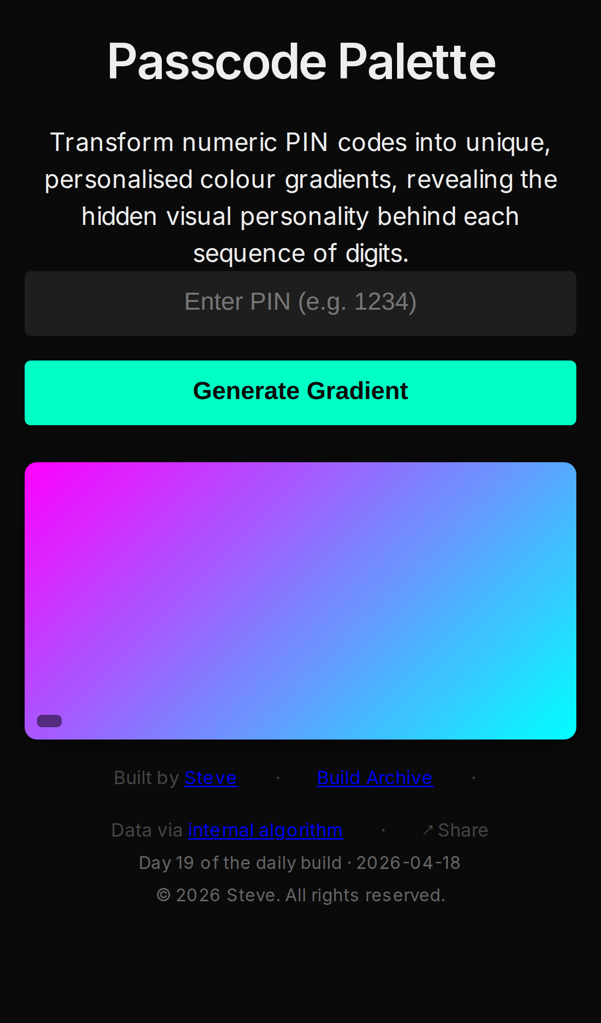 Passcode Palette, mobile preview