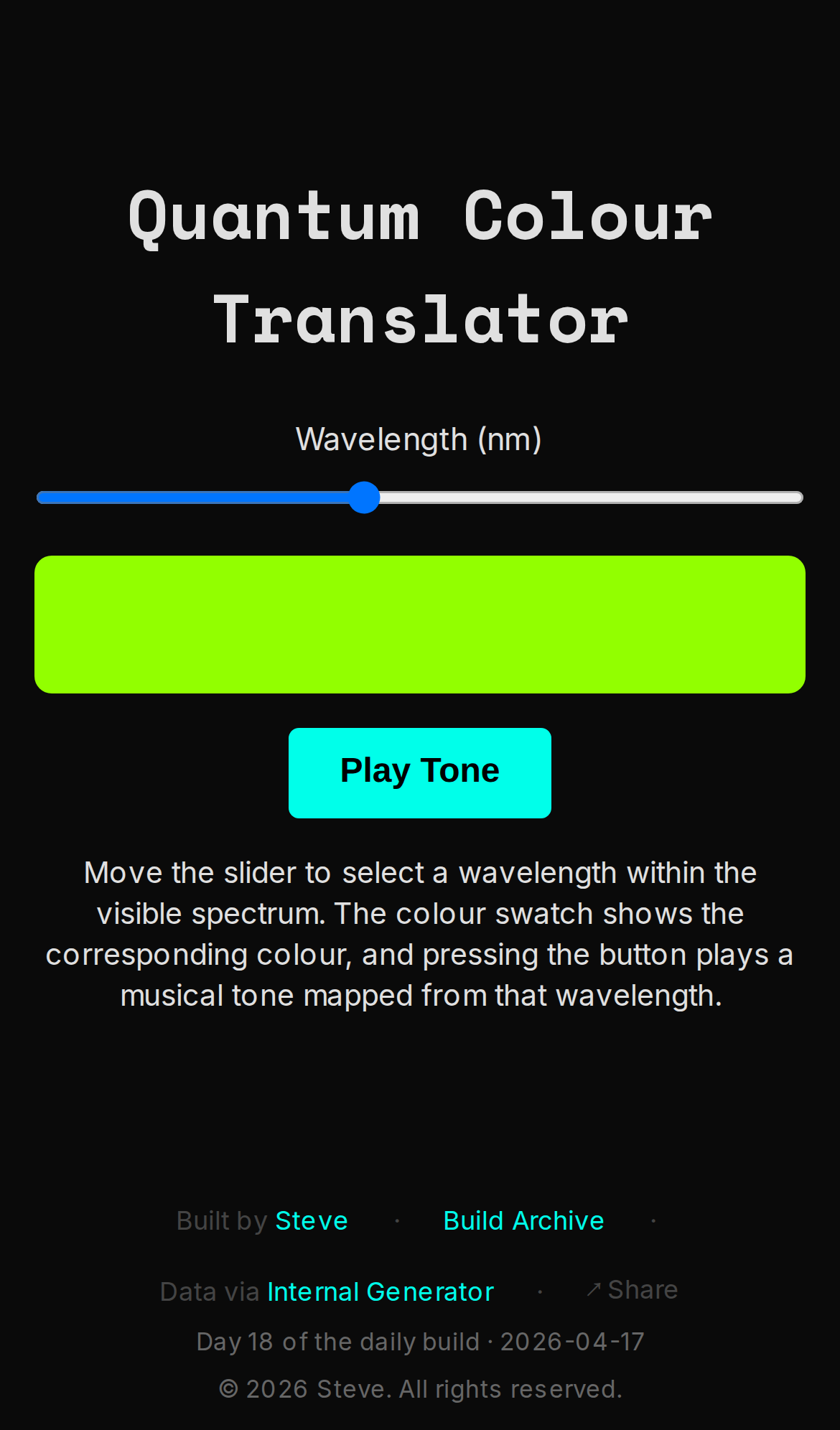 Quantum Colour Translator, mobile preview