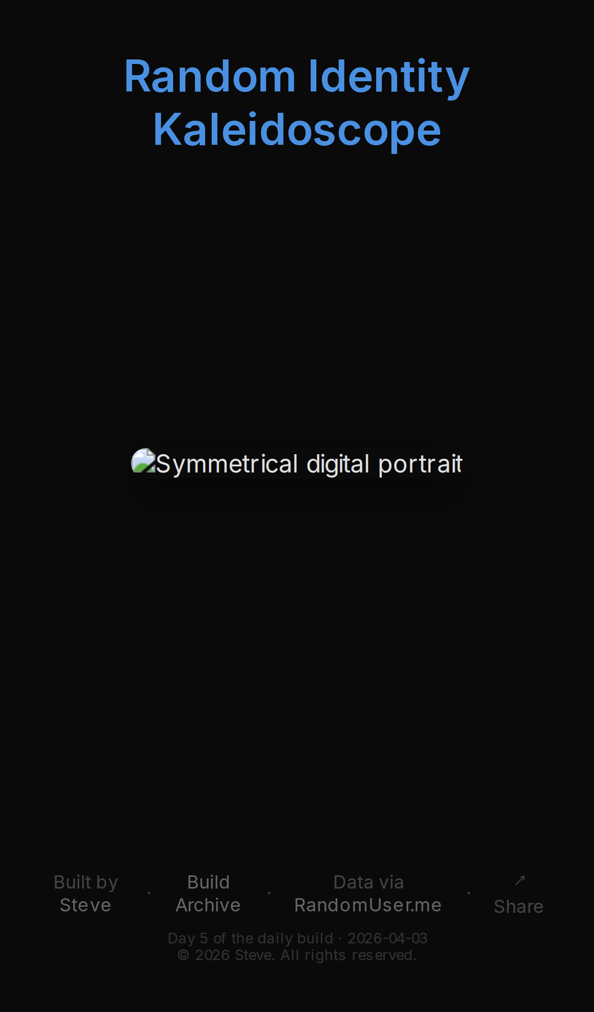Random Identity Kaleidoscope, mobile preview