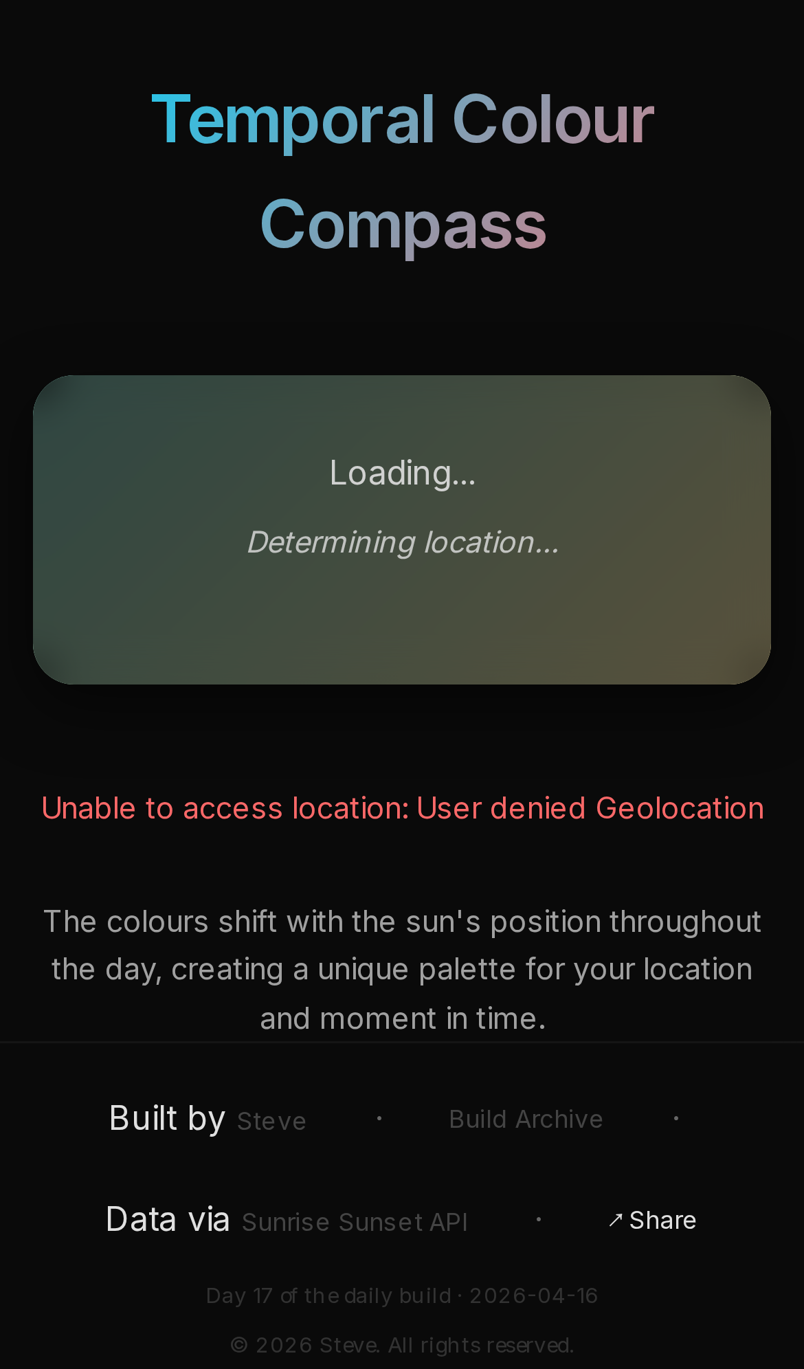 Temporal Colour Compass, mobile preview